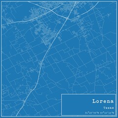 Blueprint US city map of Lorena, Texas.
