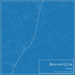 Blueprint US city map of Bruceville, Texas.