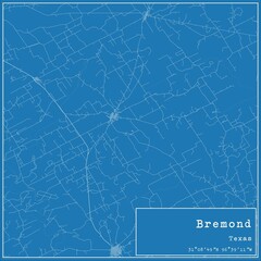 Blueprint US city map of Bremond, Texas.