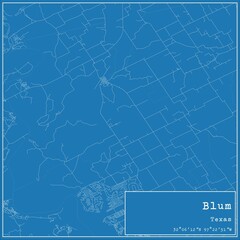 Blueprint US city map of Blum, Texas.