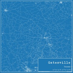 Blueprint US city map of Gatesville, Texas.