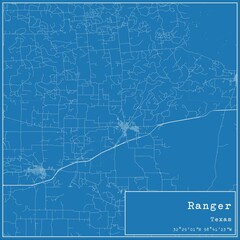 Blueprint US city map of Ranger, Texas.