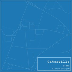 Blueprint US city map of Gatesville, Texas.