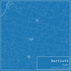 Blueprint US city map of Bartlett, Texas.