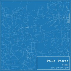Blueprint US city map of Palo Pinto, Texas.