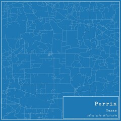 Blueprint US city map of Perrin, Texas.
