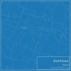 Blueprint US city map of Gustine, Texas.