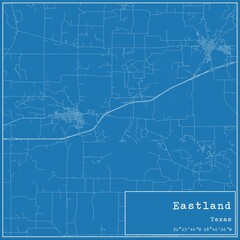 Blueprint US city map of Eastland, Texas. - obrazy, fototapety, plakaty