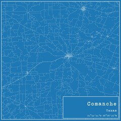 Blueprint US city map of Comanche, Texas.