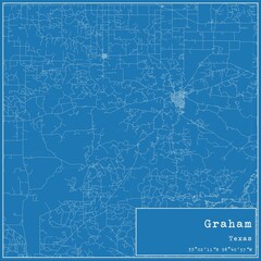Blueprint US city map of Graham, Texas.