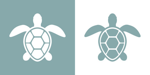 Icono vida marina. Silueta aislada de tortuga marina - obrazy, fototapety, plakaty
