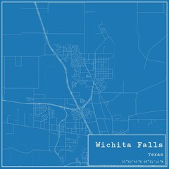 Fototapeta premium Blueprint US city map of Wichita Falls, Texas.