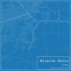 Blueprint US city map of Wichita Falls, Texas.