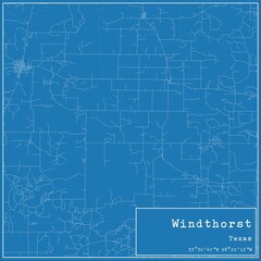 Blueprint US city map of Windthorst, Texas.