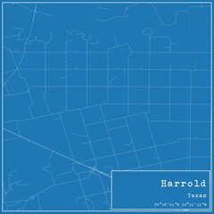 Blueprint US city map of Harrold, Texas.