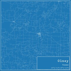 Blueprint US city map of Olney, Texas.