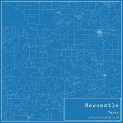 Blueprint US city map of Newcastle, Texas. - obrazy, fototapety, plakaty