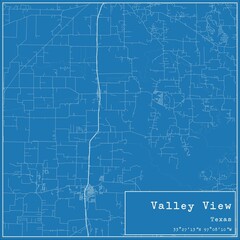 Blueprint US city map of Valley View, Texas.