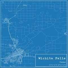 Obraz premium Blueprint US city map of Wichita Falls, Texas.