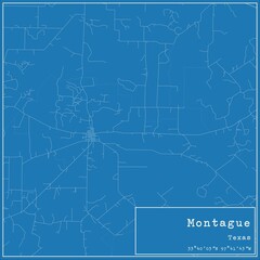 Blueprint US city map of Montague, Texas.