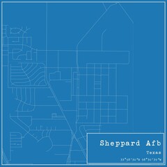 Blueprint US city map of Sheppard Afb, Texas.