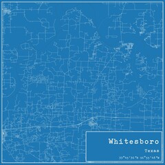 Blueprint US city map of Whitesboro, Texas.