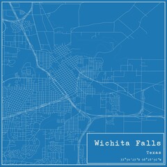 Fototapeta premium Blueprint US city map of Wichita Falls, Texas.