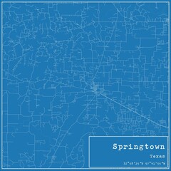 Blueprint US city map of Springtown, Texas.