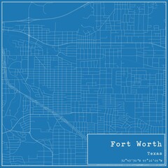 Fototapeta premium Blueprint US city map of Fort Worth, Texas.