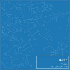 Obraz premium Blueprint US city map of Nemo, Texas.
