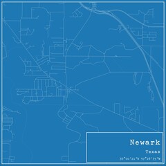Blueprint US city map of Newark, Texas.