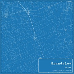 Blueprint US city map of Grandview, Texas.