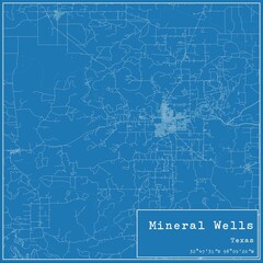 Blueprint US city map of Mineral Wells, Texas.