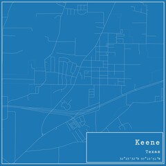 Obraz premium Blueprint US city map of Keene, Texas.