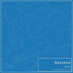 Fototapeta premium Blueprint US city map of Rainbow, Texas.