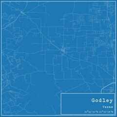 Blueprint US city map of Godley, Texas.