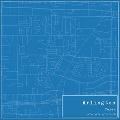 Blueprint US city map of Arlington, Texas.