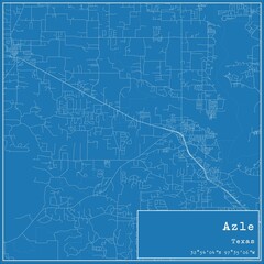 Blueprint US city map of Azle, Texas.