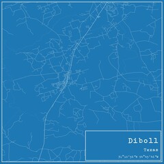 Blueprint US city map of Diboll, Texas.