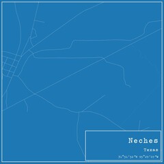 Blueprint US city map of Neches, Texas.