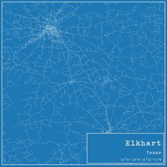 Blueprint US city map of Elkhart, Texas.