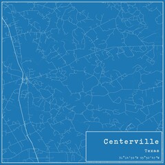 Blueprint US city map of Centerville, Texas.
