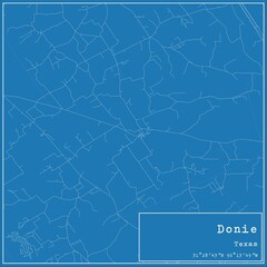 Obraz premium Blueprint US city map of Donie, Texas.