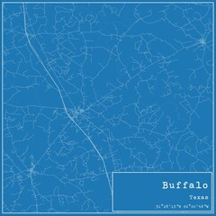 Blueprint US city map of Buffalo, Texas.
