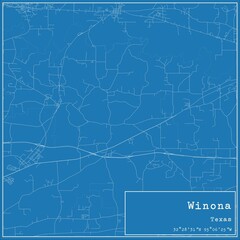 Blueprint US city map of Winona, Texas.