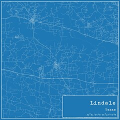 Blueprint US city map of Lindale, Texas.
