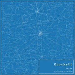 Blueprint US city map of Crockett, Texas.