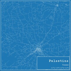 Blueprint US city map of Palestine, Texas.