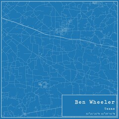 Blueprint US city map of Ben Wheeler, Texas.