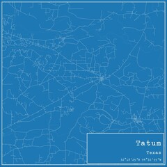 Blueprint US city map of Tatum, Texas.